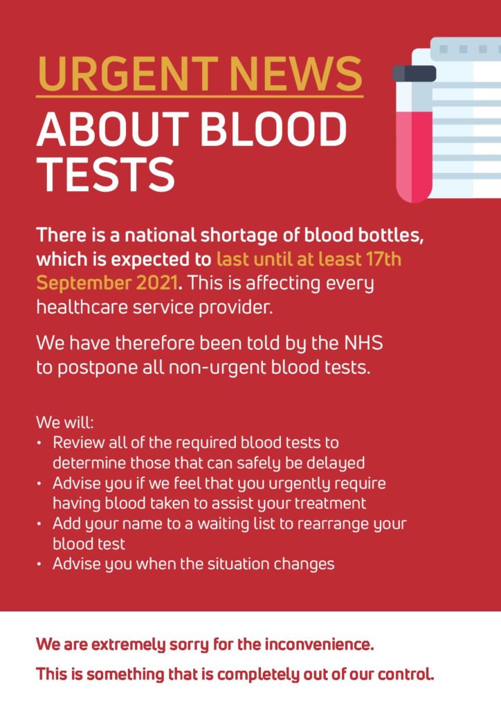 URGENT NEWS ABOUT BLOOD TESTS